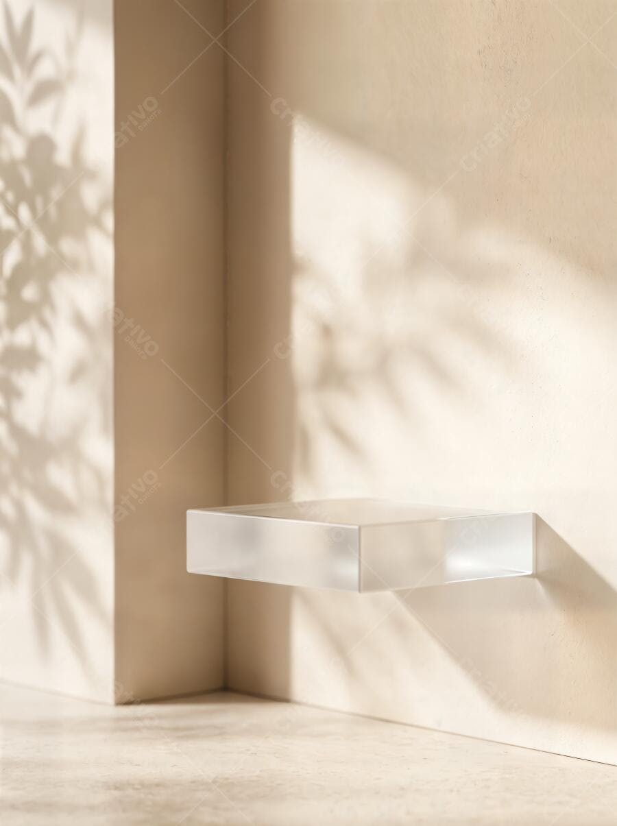 Foto Display Transparente Fundo Bege Sombras Folhas