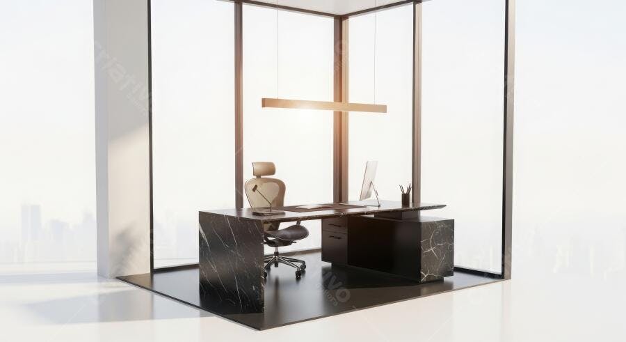 Foto Escritório Moderno Luxuoso Mesa Mármore Vista Cidade