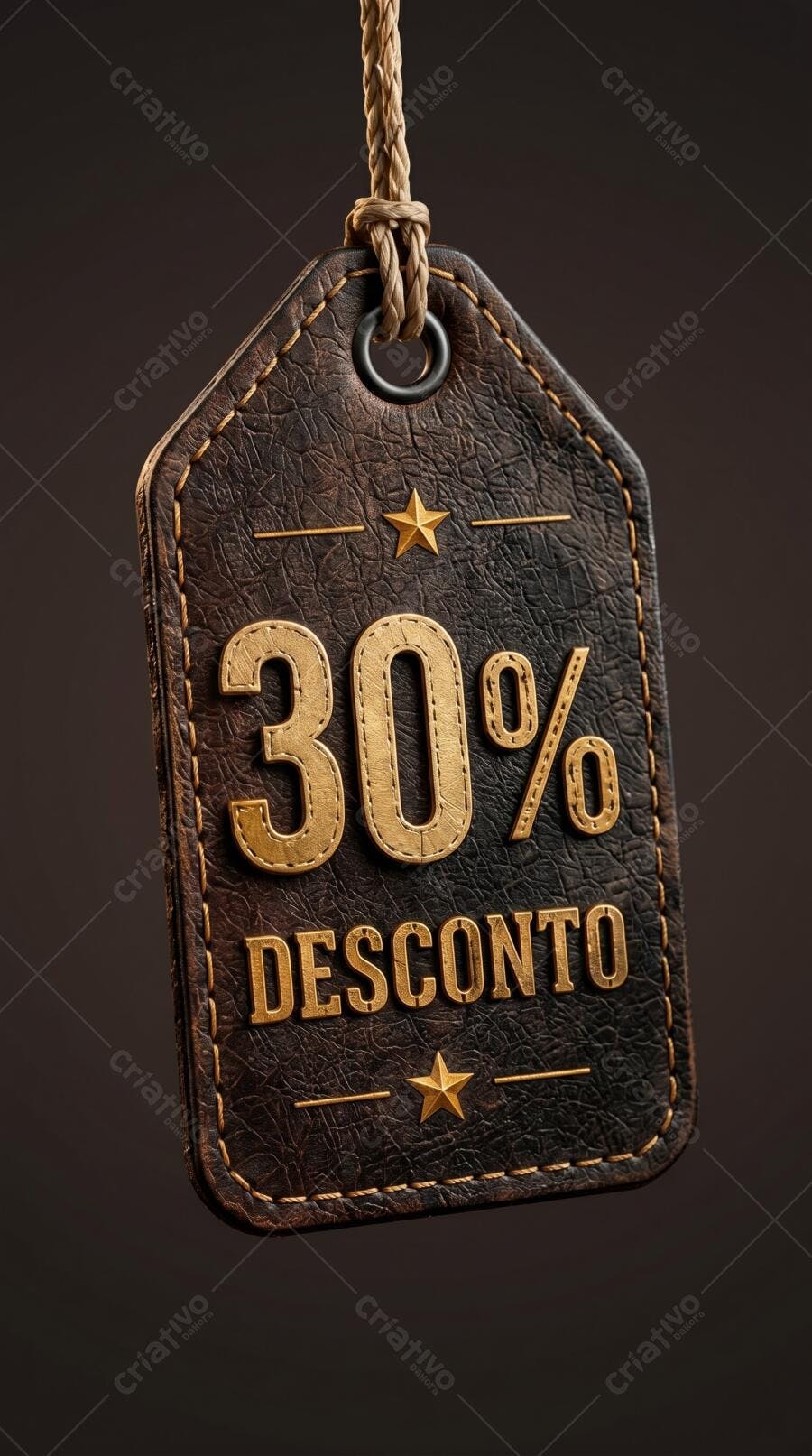 Foto Etiqueta de Desconto 30% Couro Marrom Estilo Vintage