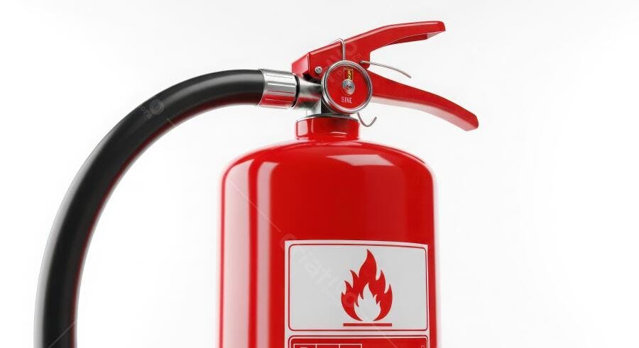 Foto Extintor de Incêndio Vermelho Fundo Branco Equipamento Segurança