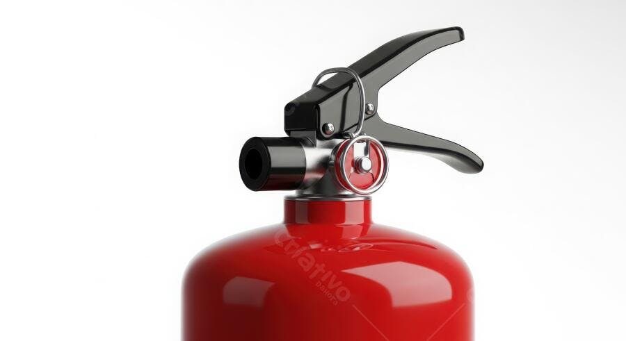 Foto Extintor de Incêndio Vermelho Fundo Branco Isolado