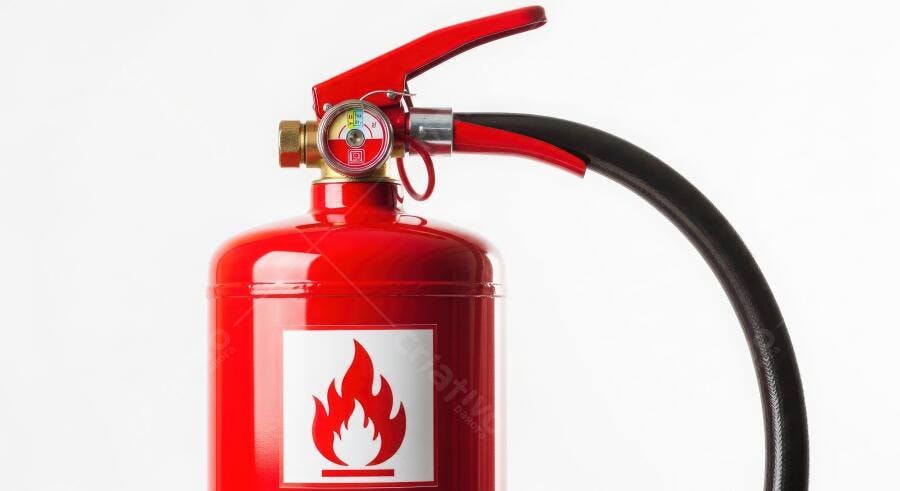 Foto Extintor de Incêndio Vermelho Fundo Branco