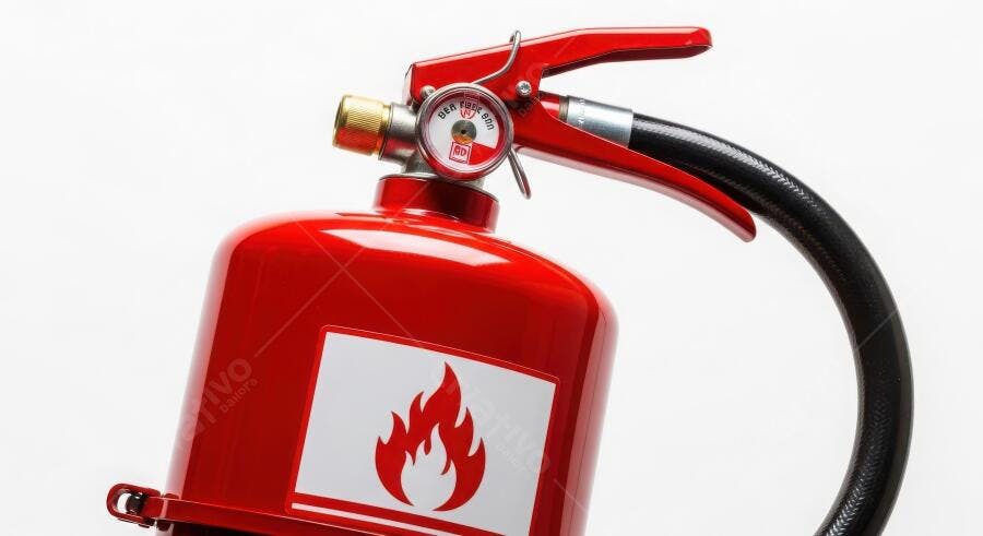Foto Extintor de Incêndio Vermelho Segurança Fundo Branco