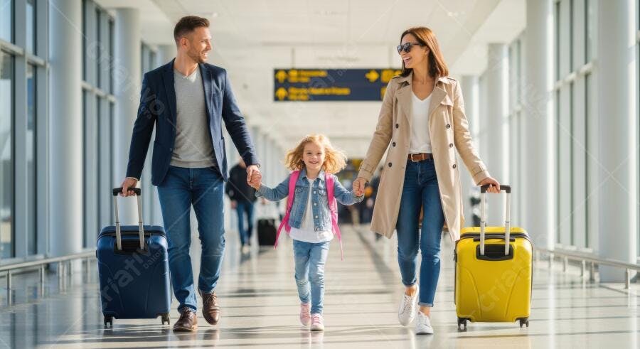 Foto Família Viajando Aeroporto com Malas Lifestyle