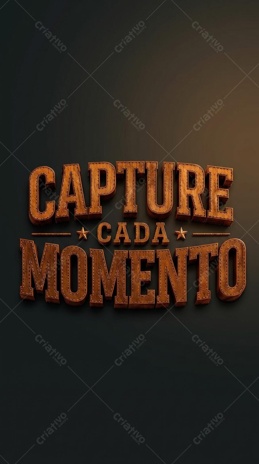 Foto Frase Motivacional Capture Cada Momento 3D Textura Couro
