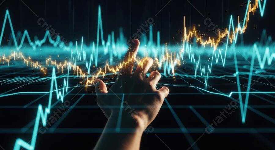 Foto Mão Interagindo Gráfico Financeiro Digital Tecnologia