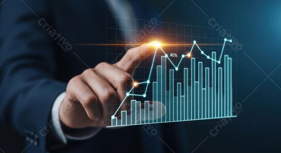 Foto Mão Tocando Gráfico Crescimento Financeiro Negócios Digitais
