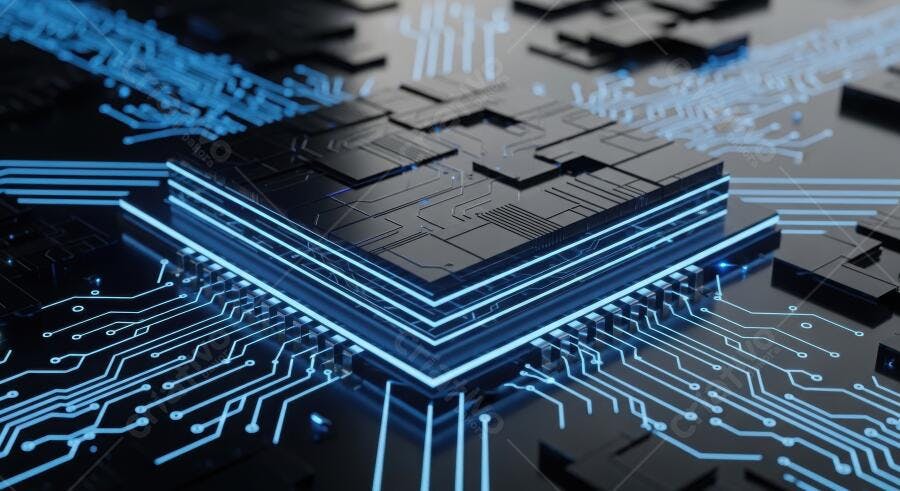 Foto Microchip Processador Placa de Circuito Azul Tecnologia