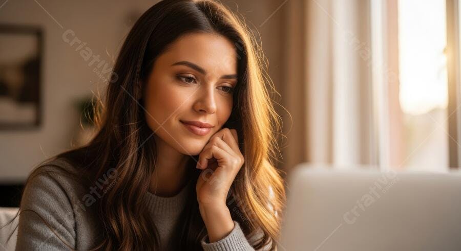 Foto Mulher Jovem Trabalhando Notebook Home Office Natural