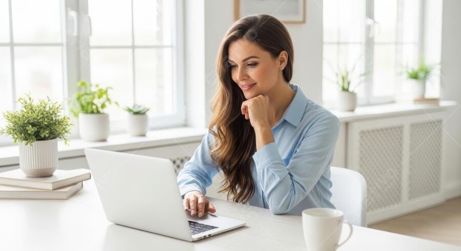 Foto Mulher Jovem Trabalhando Notebook Home Office