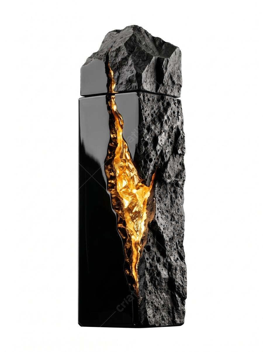 Foto Produto Perfume Masculino Frasco Pedra Vulcânica Ouro