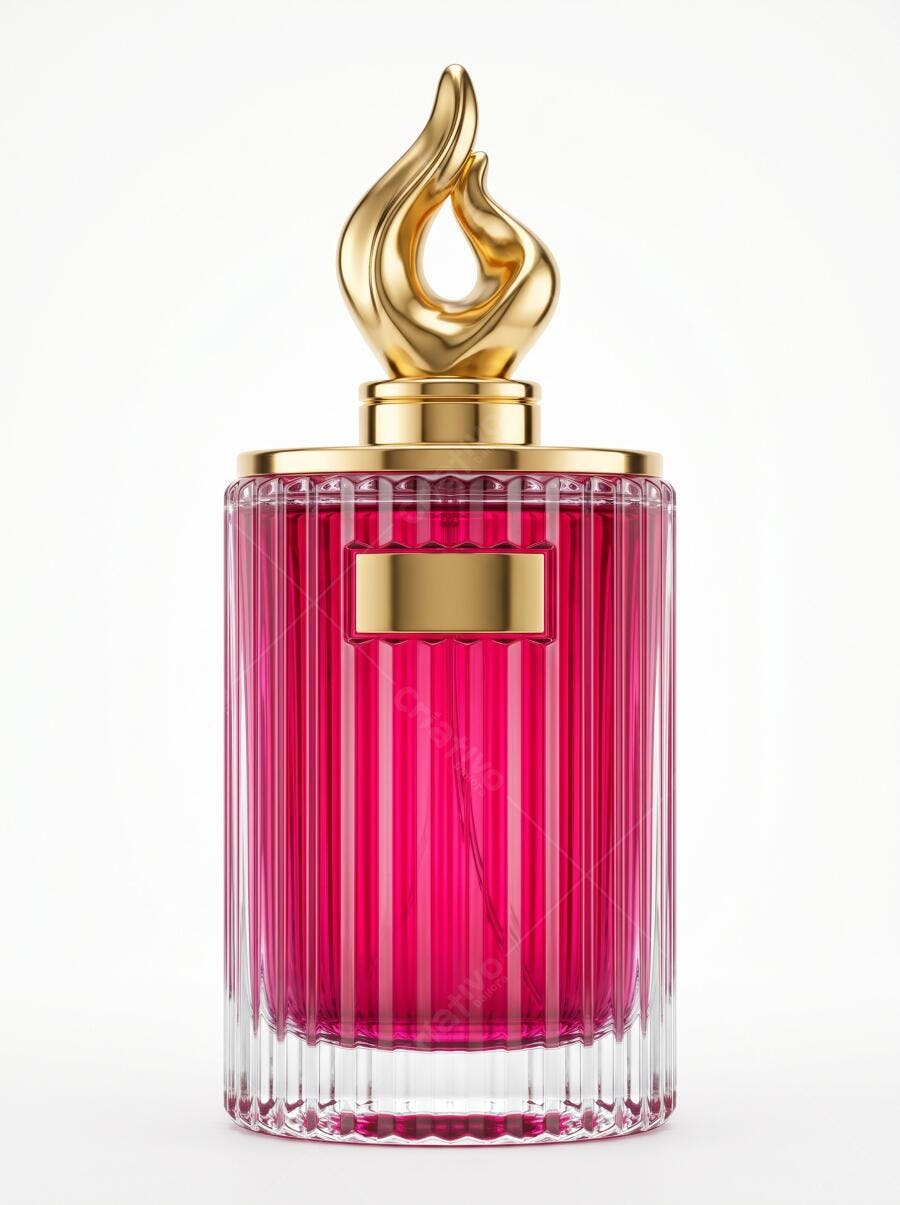 Foto Produto Perfume Rosa Frasco Dourado Luxo Estúdio