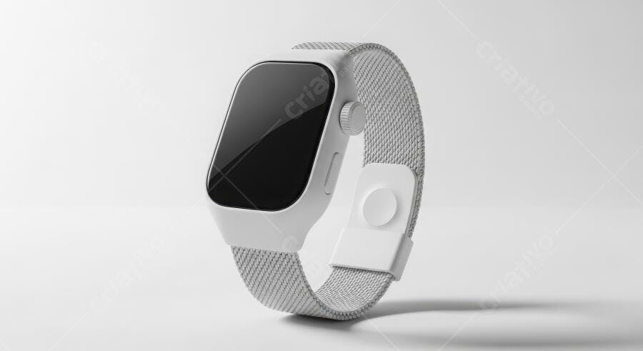Foto Produto Smartwatch Branco Fundo Neutro Estúdio