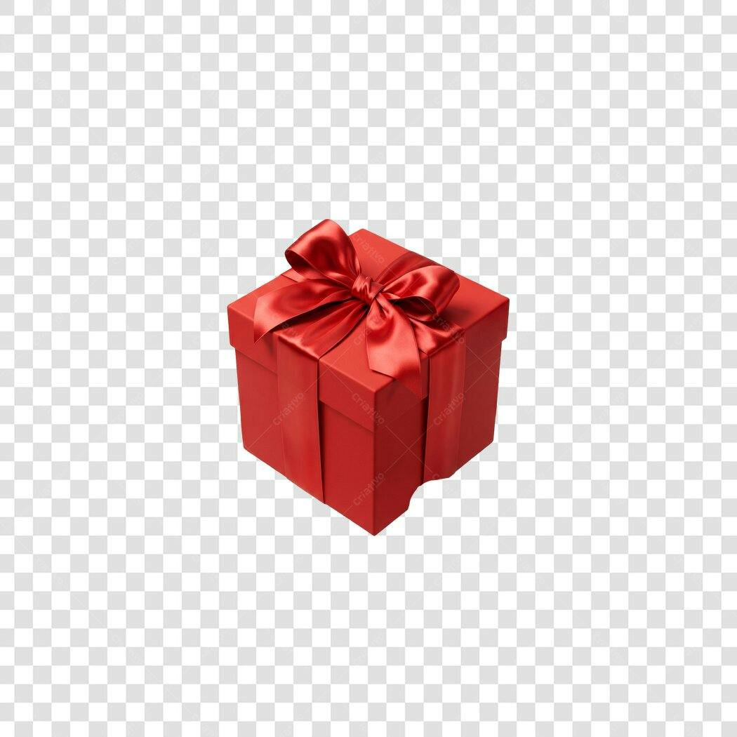 Foto Recortada Caixa de Presente Vermelha PNG Fundo Transparente