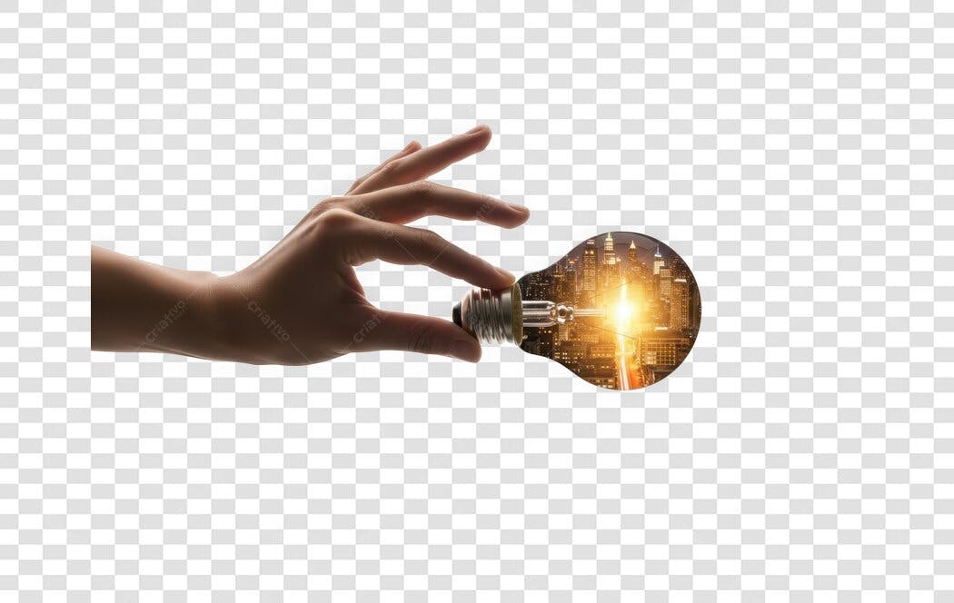 Foto Recortada Mão Segurando Lâmpada Ideia PNG Fundo Transparente