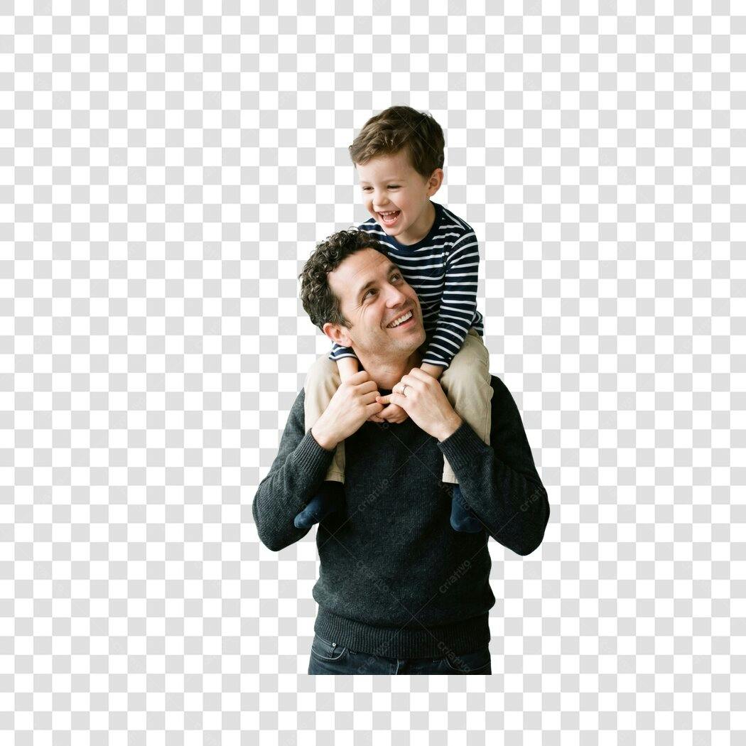 Foto Recortada Pai e Filho Dia dos Pais Agosto PNG Fundo Transparente