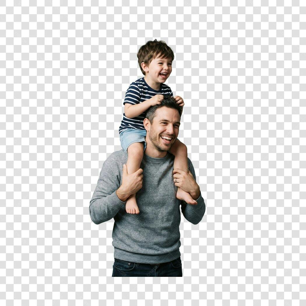 Foto Recortada Pai e Filho Sorrindo Dia dos Pais Agosto PNG Fundo Transparente