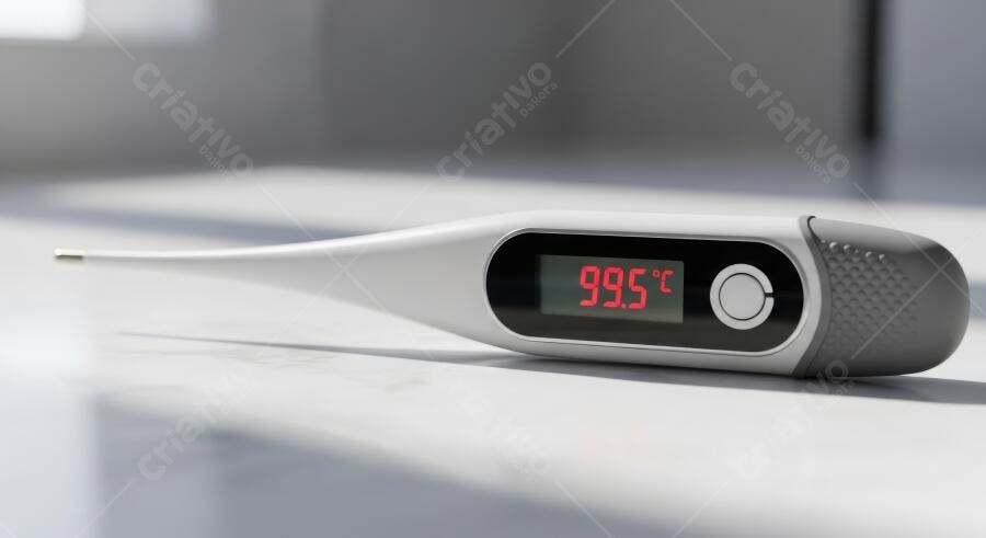 Foto Termômetro Digital Marcando Febre 37.5 Celsius