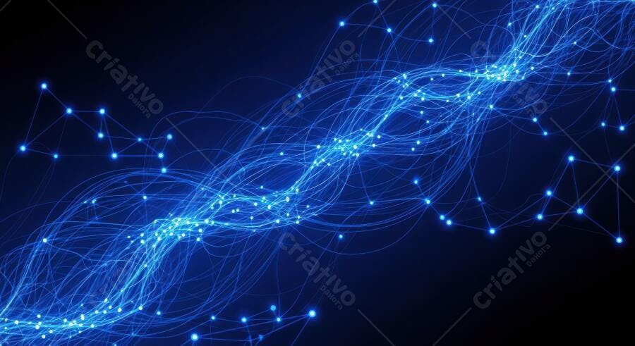 Fundo Abstrato Conexões Digitais Rede Neural Azul Escuro