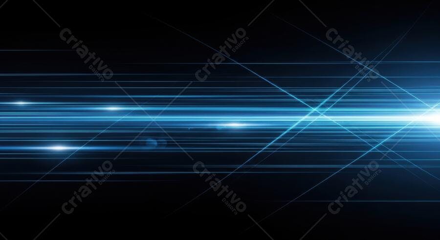 Fundo Abstrato Luzes Azuis Brilhantes Linhas Horizontais