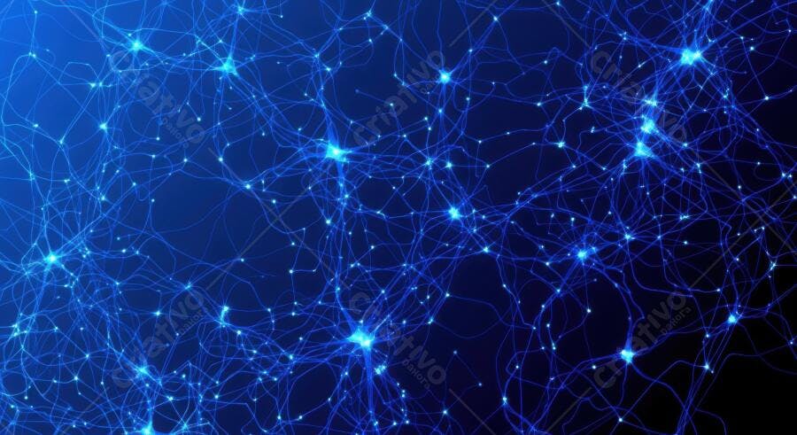 Fundo Abstrato Rede Neural Conexões Digitais Azuis