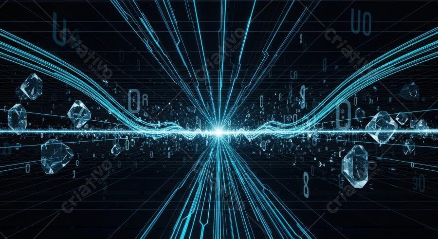 Fundo Abstrato Tecnológico Linhas Azuis Brilhantes Dados Digitais