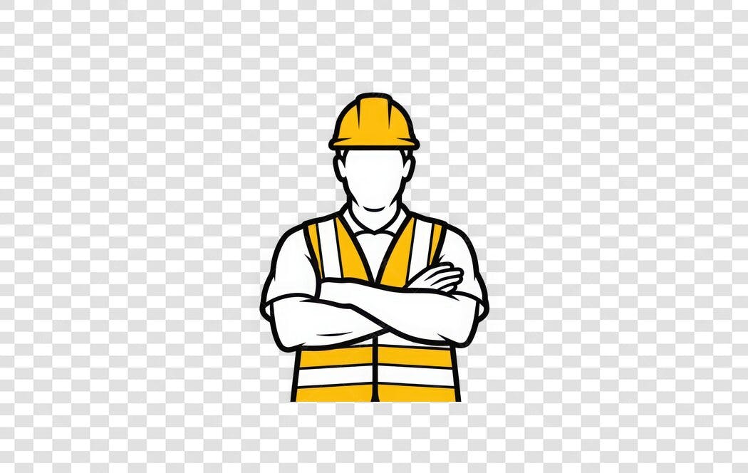 Ícone Engenheiro Capacete Colete Amarelo PNG Fundo Transparente