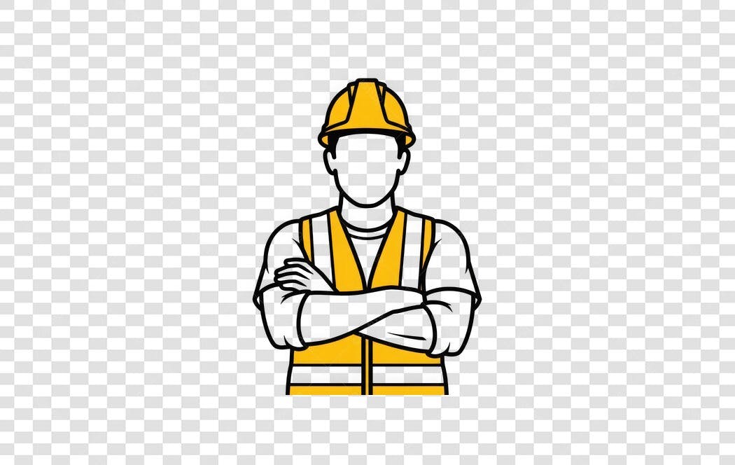 Ilustração Engenheiro Capacete Colete Amarelo PNG Fundo Transparente