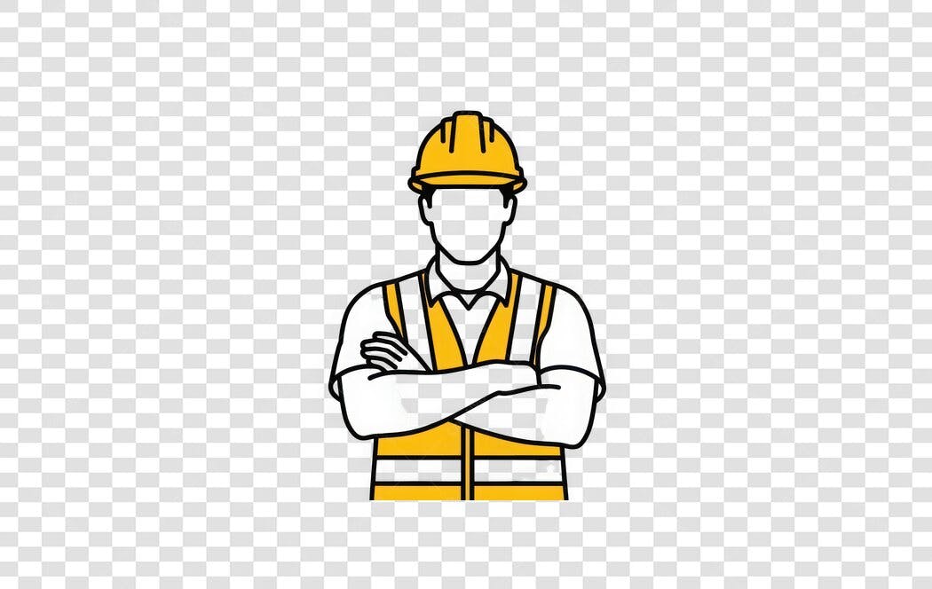 Ilustração Engenheiro Capacete Colete Amarelo PNG Fundo Transparente