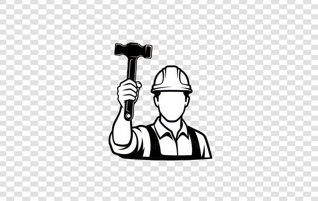 Ilustração Trabalhador Construção Civil Martelo PNG Fundo Transparente