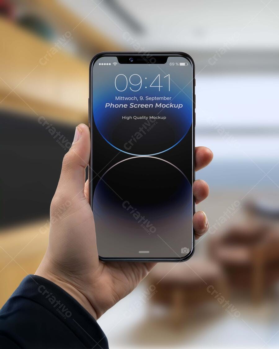Mockup Celular Mãos Segurando Tela Smartphone Editável