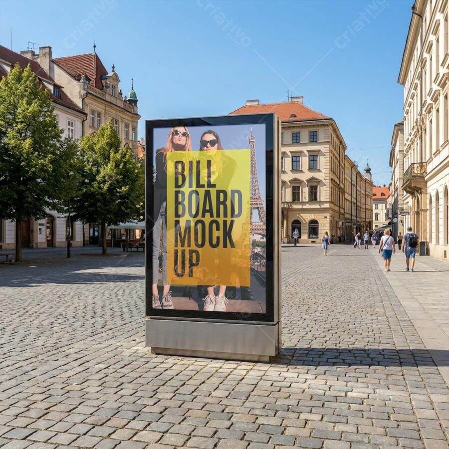 Mockup Outdoor Painel Publicitário Rua Cidade Editável