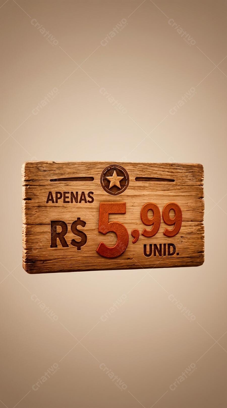 Placa de Madeira Preço R$ 5,99 Unidade Promoção