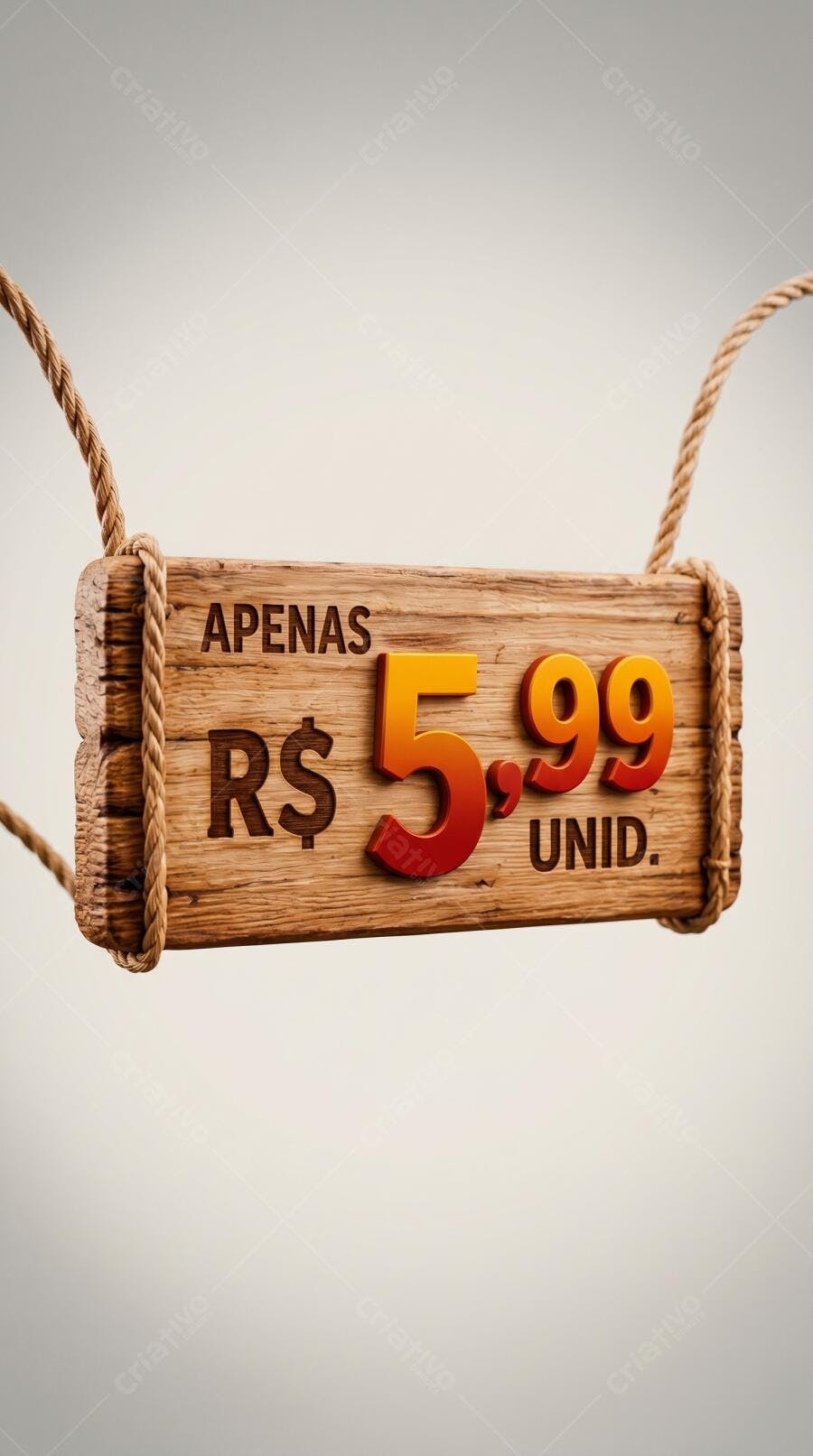 Placa de Preço Madeira R$ 5,99 Unidade Promoção