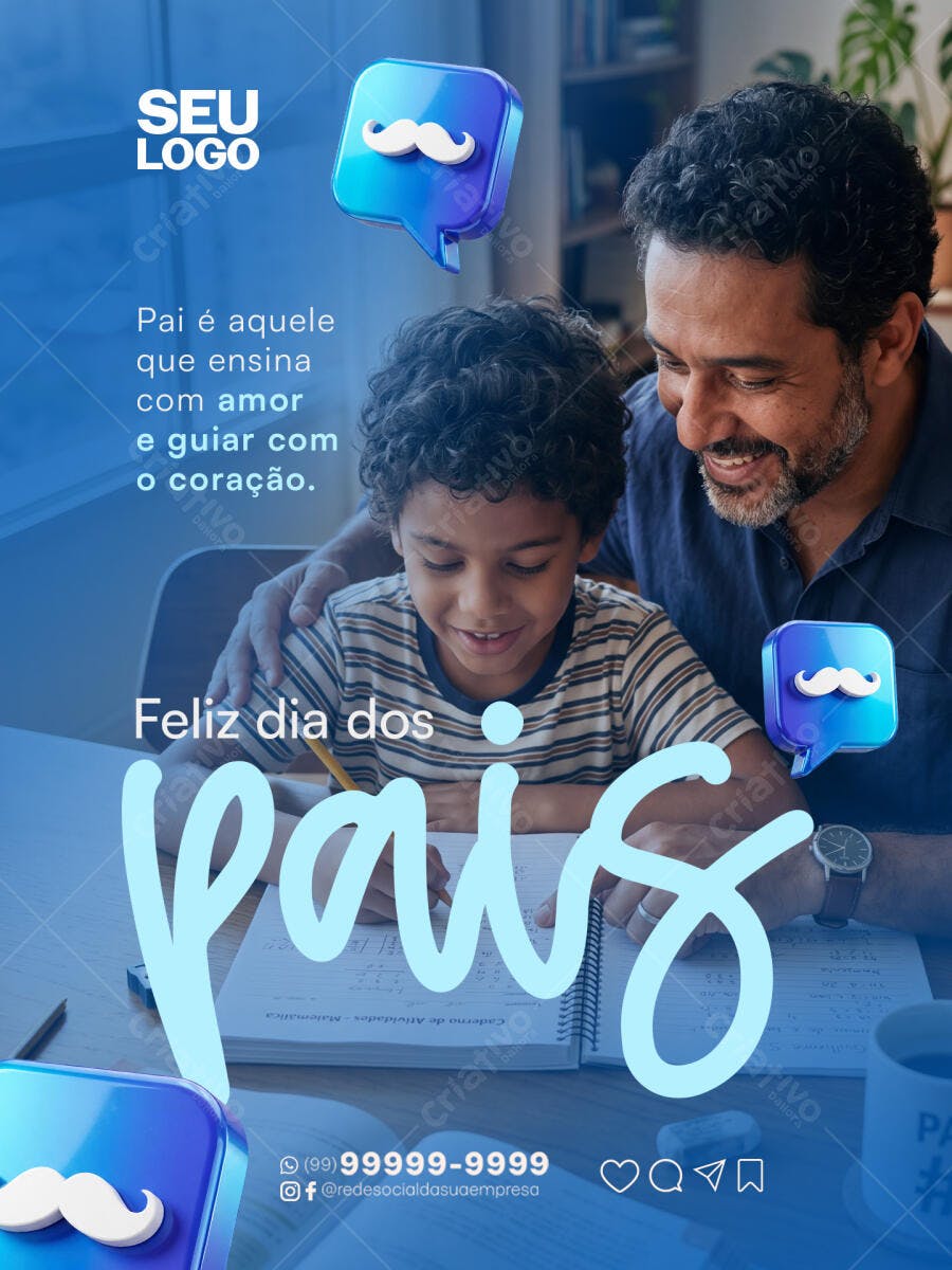 Post Dia dos Pais Agosto PSD Editável