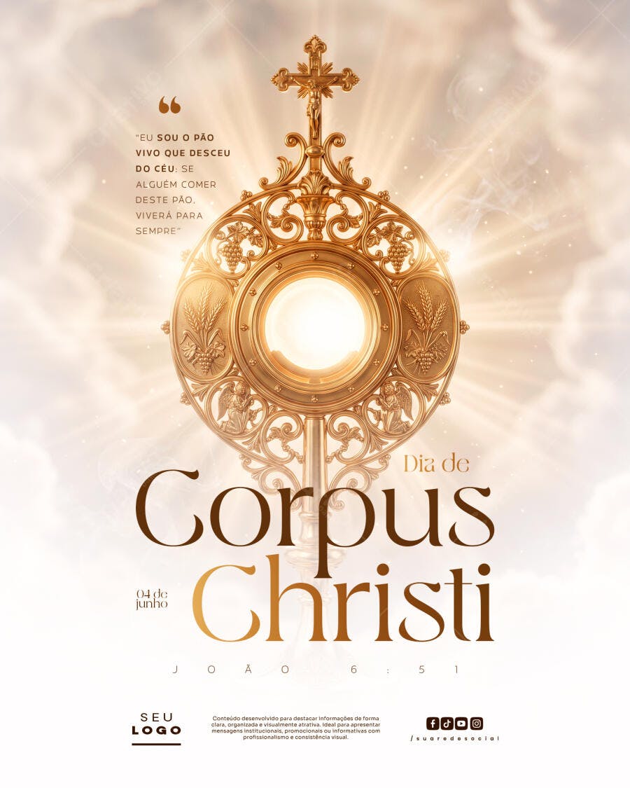 Post Instagram Corpus Christi Eucaristia PSD Editável