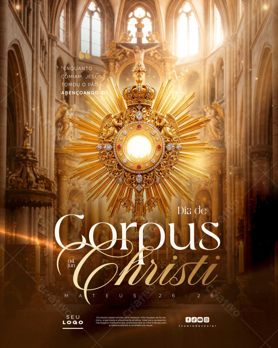 Post Instagram Corpus Christi Junho PSD Editável