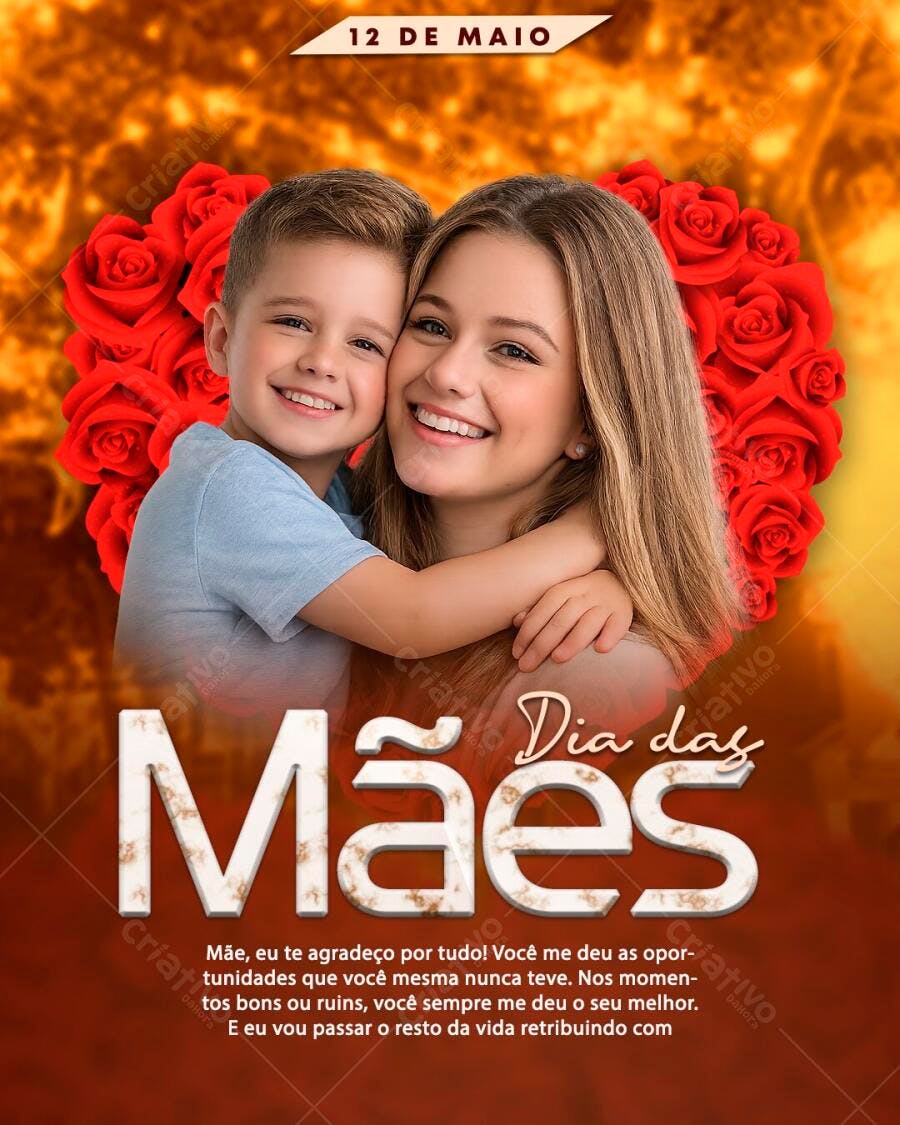 Post Instagram Dia das Mães 12 de Maio PSD Editável