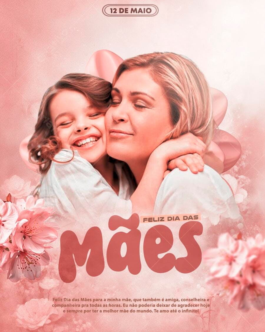 Post Instagram Dia das Mães 12 de Maio PSD Editável