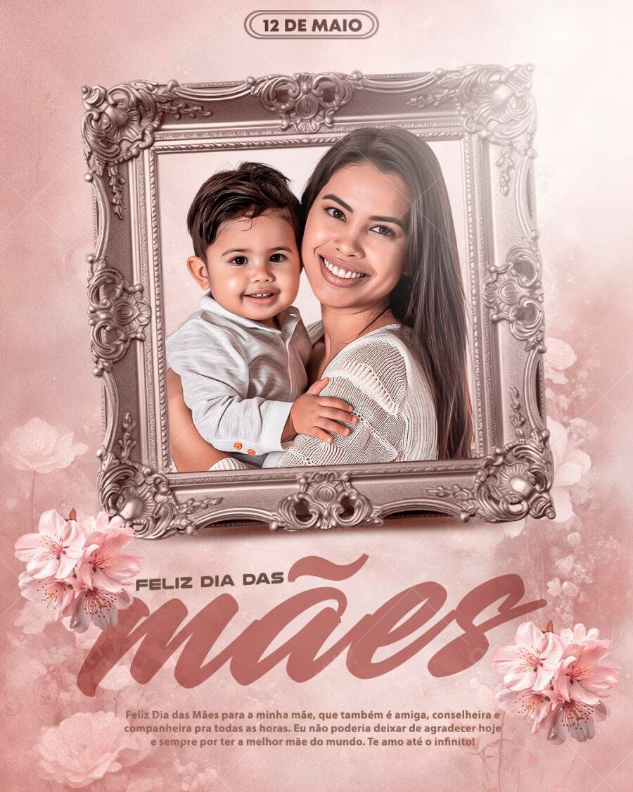 Post Instagram Dia das Mães 12 de Maio PSD Editável