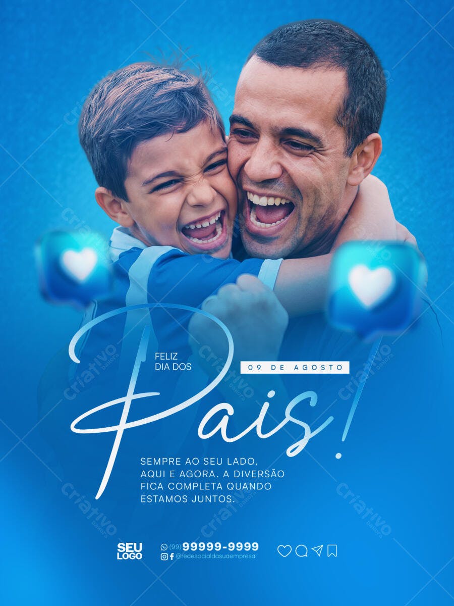 Post Instagram Dia dos Pais Agosto PSD Editável