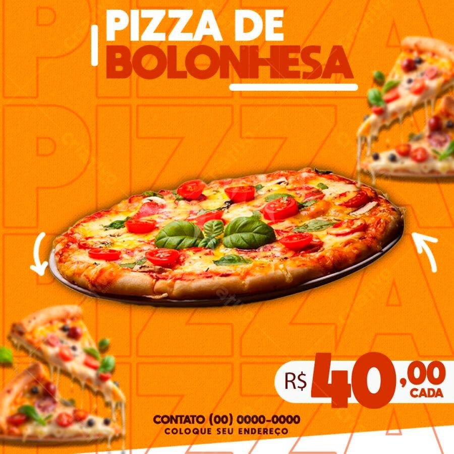 Post Instagram Pizza Bolonhesa Pizzaria PSD Editável