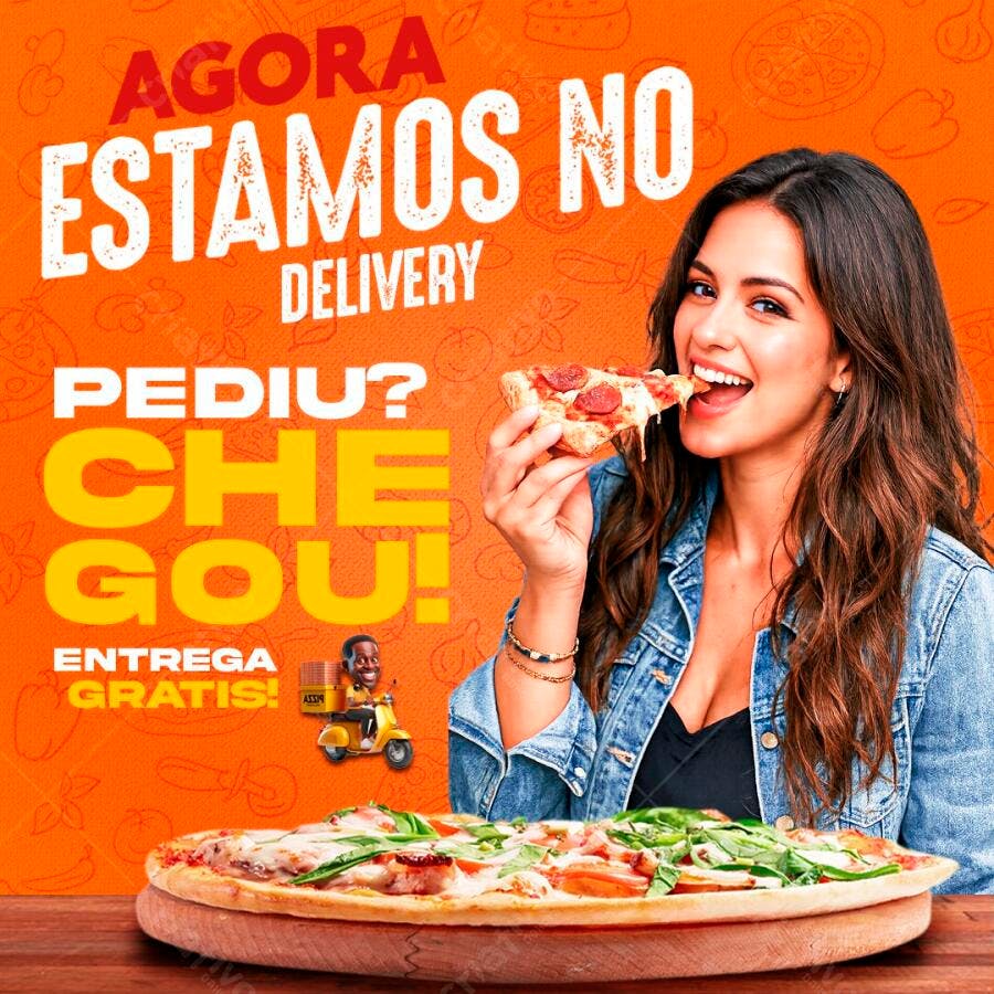 Post Instagram Pizzaria Delivery Entregas Grátis PSD Editável