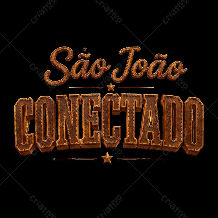 São João Conectado Letreiro 3D Estilo Rústico Junino