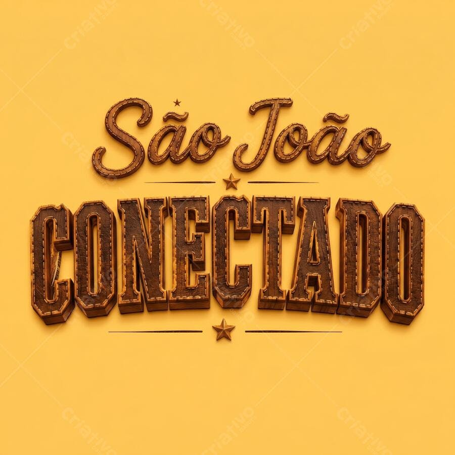 São João Conectado Tipografia 3D Fundo Amarelo