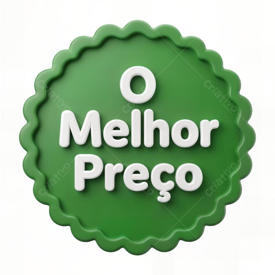 Selo O Melhor Preço Verde 3D Ícone Promoção Oferta