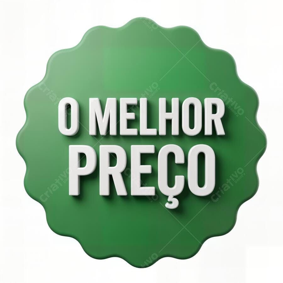Selo O Melhor Preço Verde 3D Ícone Promoção Oferta