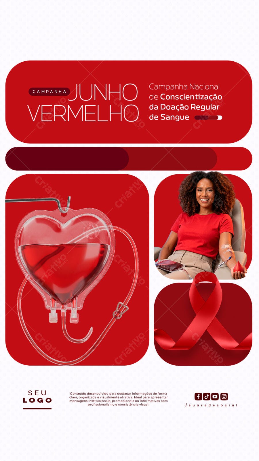 Story Junho Vermelho Doação de Sangue PSD Editável