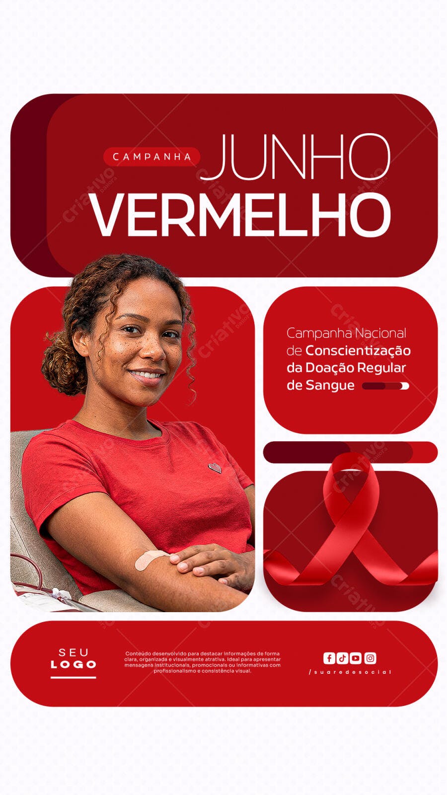 Story Junho Vermelho Doação de Sangue PSD Editável