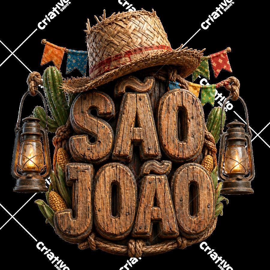 Elemento 3D São João Festa Junina Junho PNG Fundo Transparente